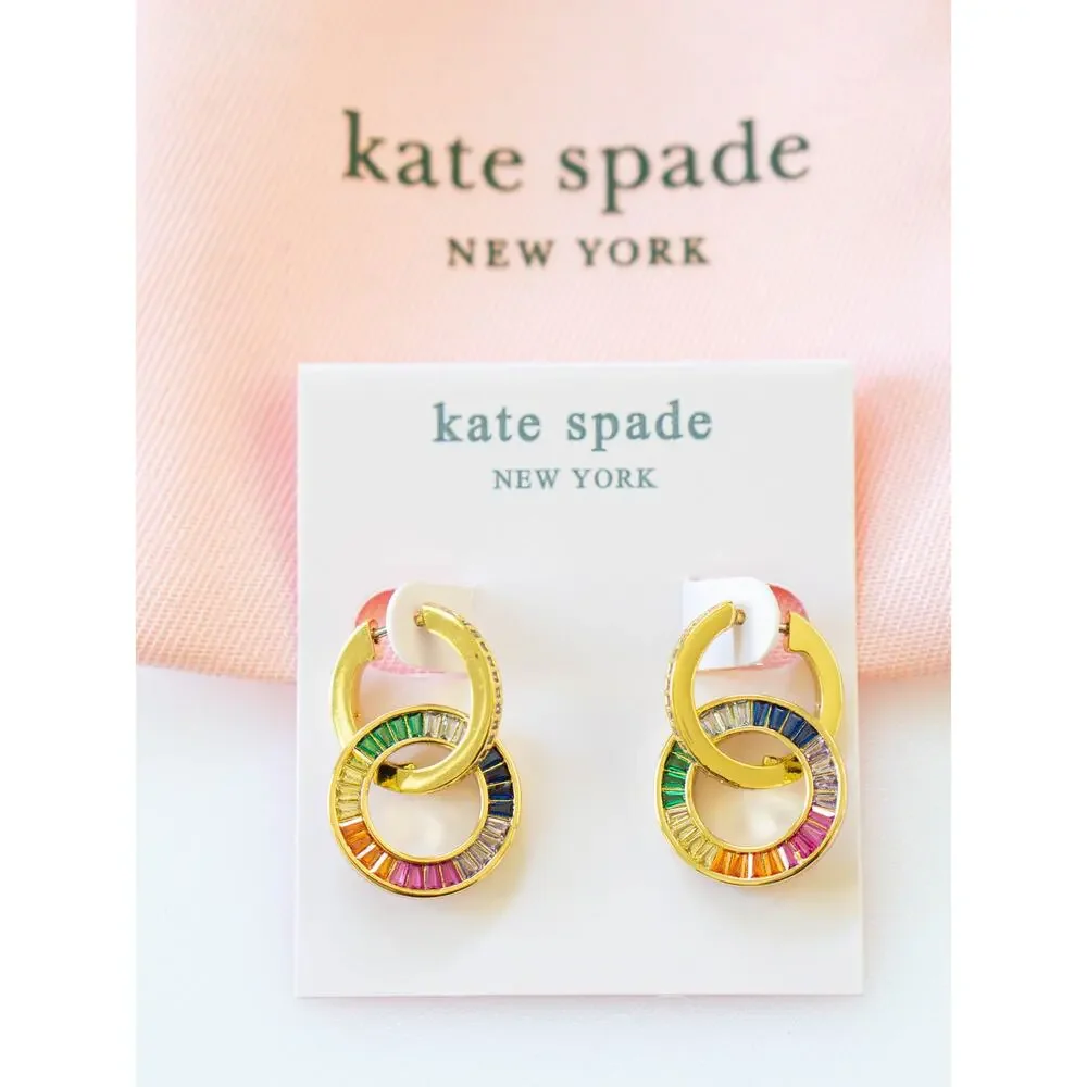 Kate Spade Rainbow Joy Drop Crystal Huggies Earrings
